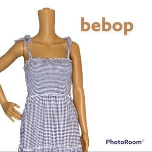 Blue gingham tube top maxi dress. Large. Bepop. Good cond. worn once.